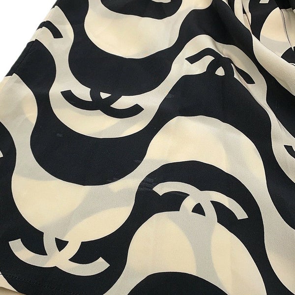 シャネル 半袖シャツ ココマーク ウェーブ シャツ シルク レディースサイズ36 P70211 CHANEL トップス 黒