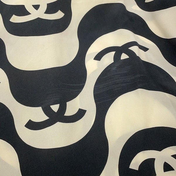 シャネル 半袖シャツ ココマーク ウェーブ シャツ シルク レディースサイズ36 P70211 CHANEL トップス 黒