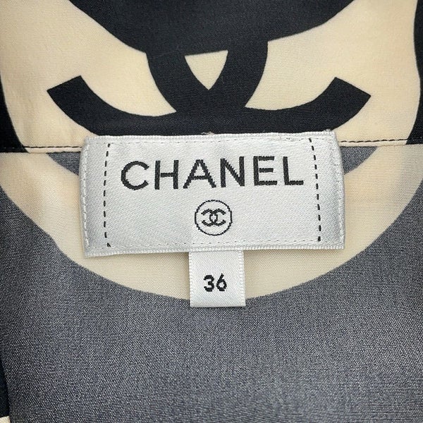 シャネル 半袖シャツ ココマーク ウェーブ シャツ シルク レディースサイズ36 P70211 CHANEL トップス 黒