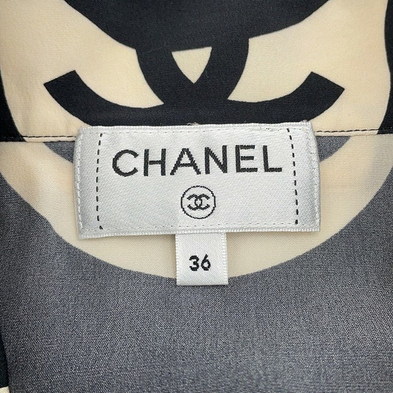 シャネル 半袖シャツ ココマーク ウェーブ シャツ シルク レディースサイズ36 P70211 CHANEL トップス 黒