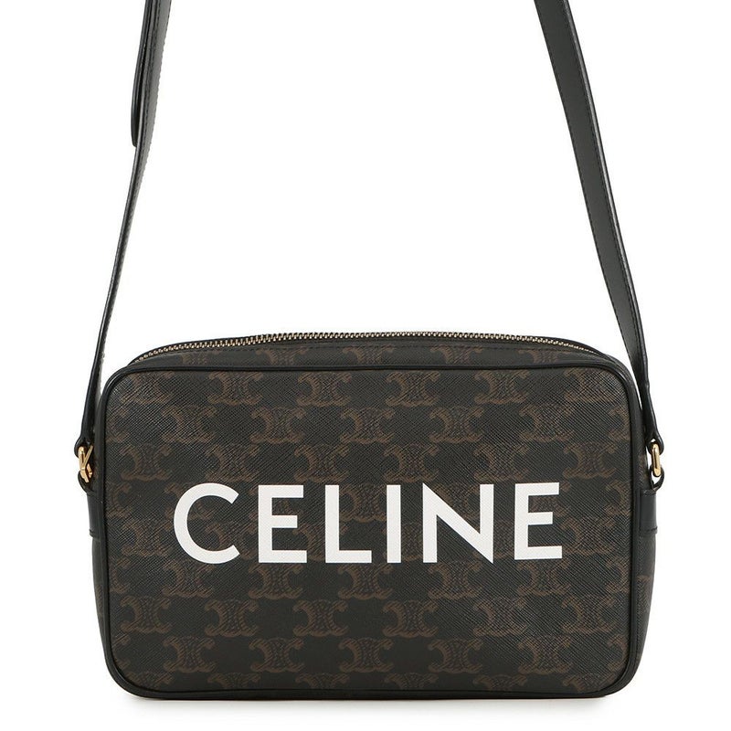セリーヌ ショルダーバッグ トリオンフ ホリゾンタル ミディアム メッセンジャーバッグ PVC/レザー 194502CIM.38NO CELINE 黒