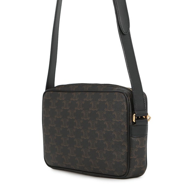 セリーヌ ショルダーバッグ トリオンフ ホリゾンタル ミディアム メッセンジャーバッグ PVC/レザー 194502CIM.38NO CELINE 黒