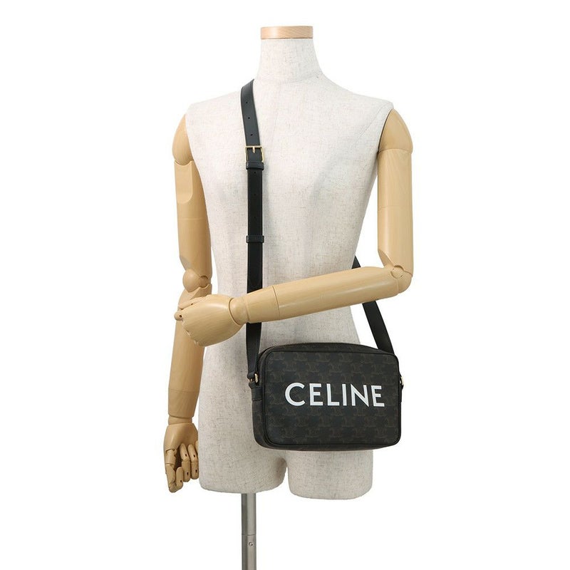 セリーヌ ショルダーバッグ トリオンフ ホリゾンタル ミディアム メッセンジャーバッグ PVC/レザー 194502CIM.38NO CELINE 黒