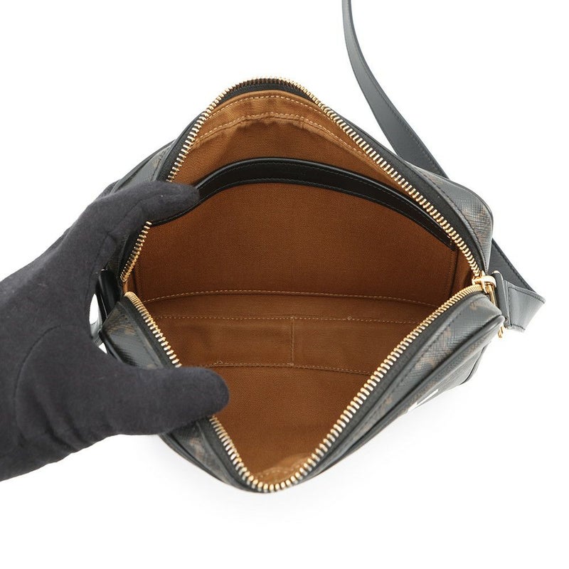 セリーヌ ショルダーバッグ トリオンフ ホリゾンタル ミディアム メッセンジャーバッグ PVC/レザー 194502CIM.38NO CELINE 黒