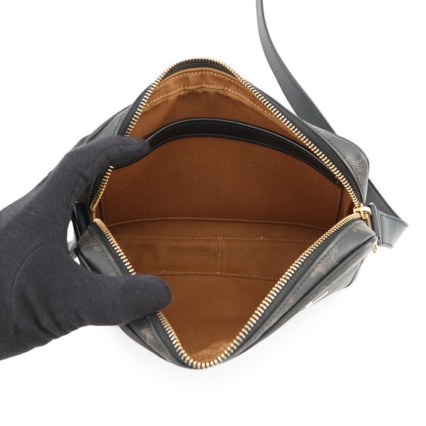 セリーヌ ショルダーバッグ トリオンフ ホリゾンタル ミディアム メッセンジャーバッグ PVC/レザー 194502CIM.38NO CELINE 黒