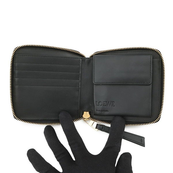 ロエベ 二つ折り財布 アナグラム パズル コンパクト ジップウォレット レザー LOEWE