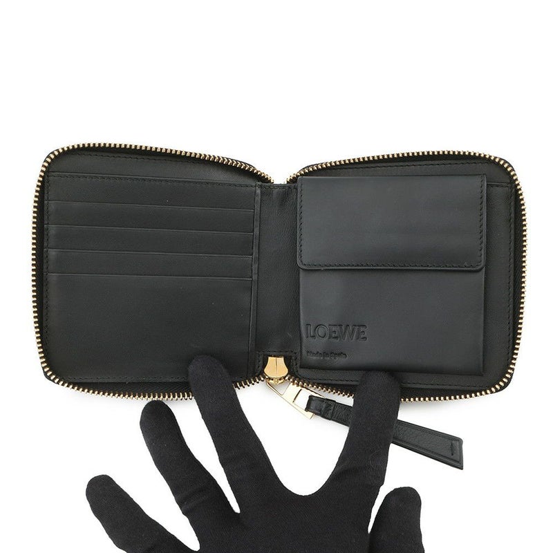 ロエベ 二つ折り財布 アナグラム パズル コンパクト ジップウォレット レザー LOEWE