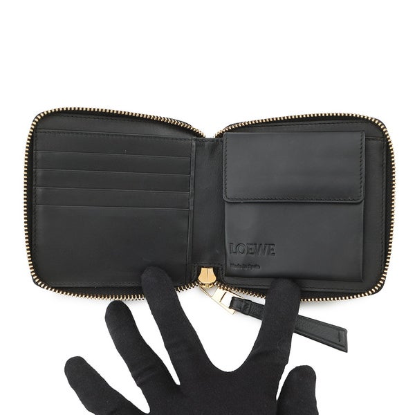 ロエベ 二つ折り財布 アナグラム パズル コンパクト ジップウォレット レザー LOEWE
