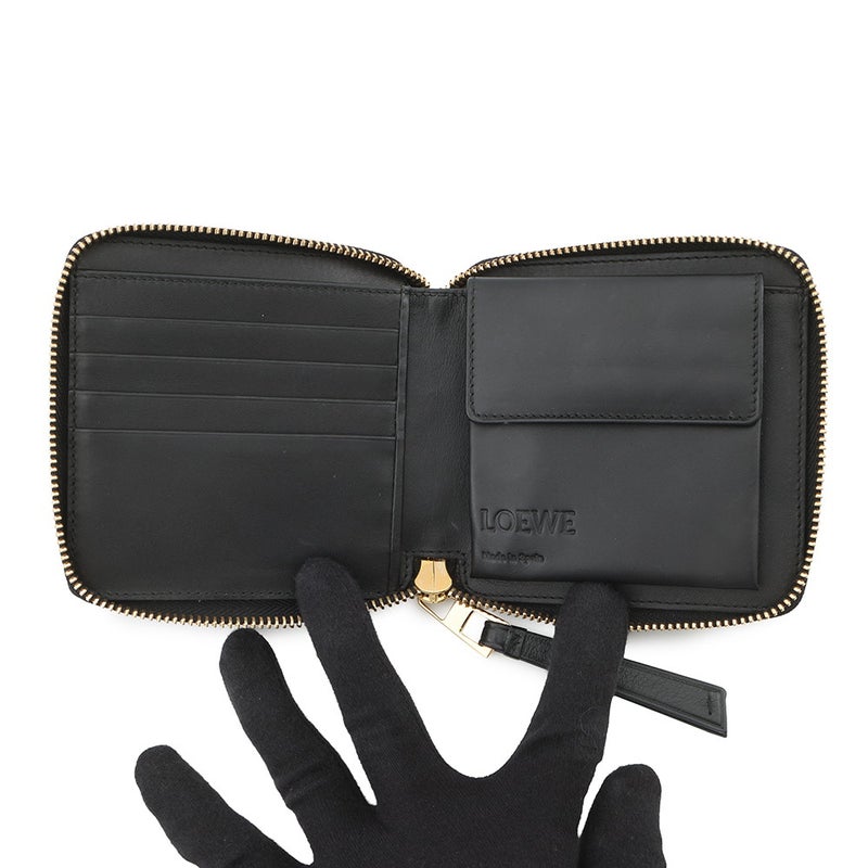 ロエベ 二つ折り財布 アナグラム パズル コンパクト ジップウォレット レザー LOEWE
