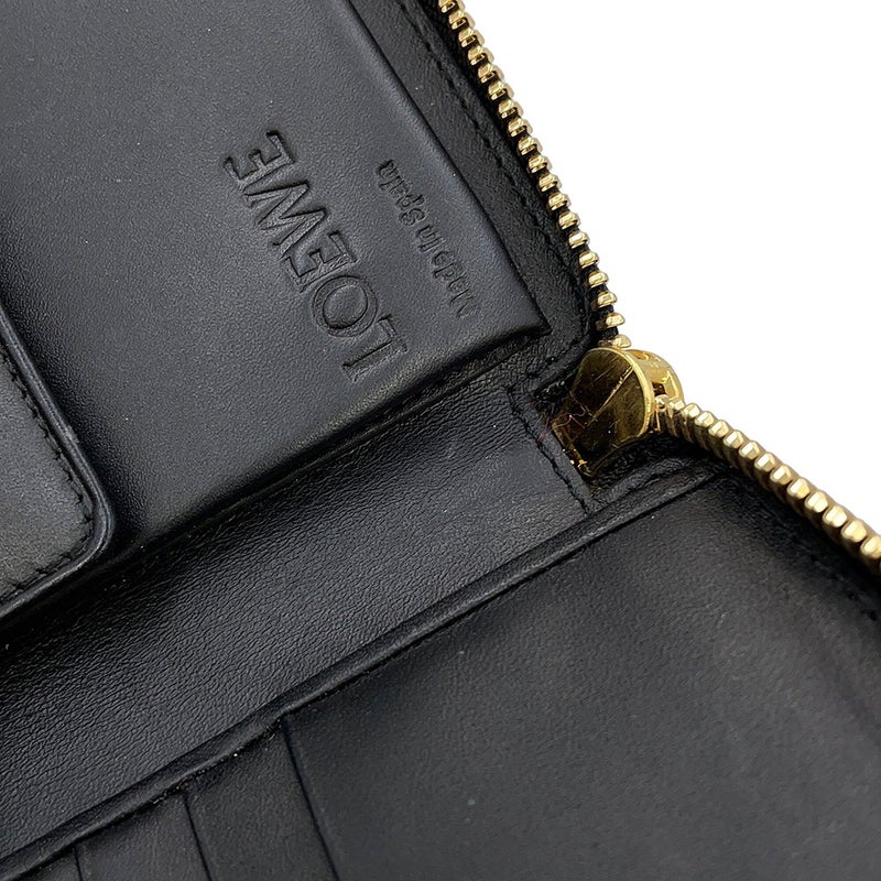 ロエベ 二つ折り財布 アナグラム パズル コンパクト ジップウォレット レザー LOEWE