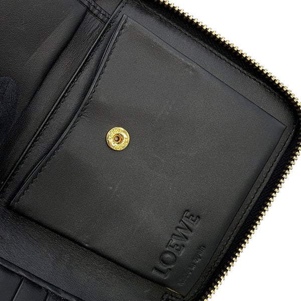 ロエベ 二つ折り財布 アナグラム パズル コンパクト ジップウォレット レザー LOEWE