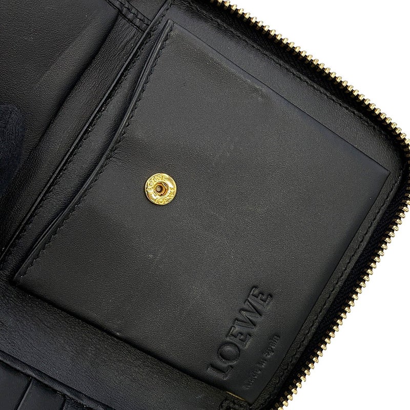 ロエベ 二つ折り財布 アナグラム パズル コンパクト ジップウォレット レザー LOEWE
