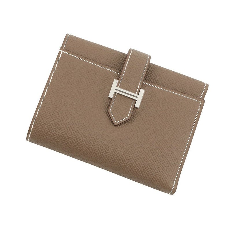 エルメス 三つ折り財布 ベアン コンビネ エトゥープ/シルバー金具 エプソン K刻印