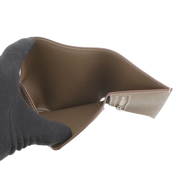 エルメス 三つ折り財布 ベアン コンビネ エトゥープ/シルバー金具 エプソン K刻印