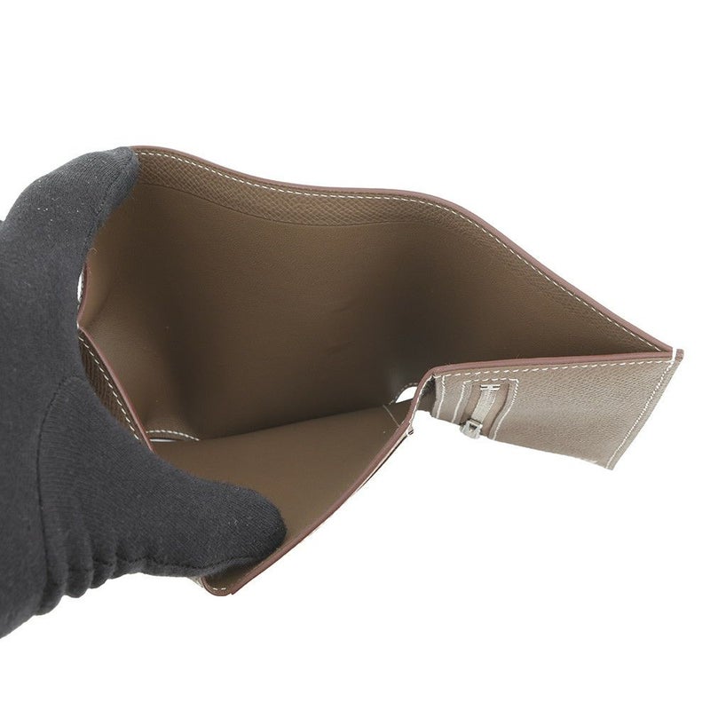エルメス 三つ折り財布 ベアン コンビネ エトゥープ/シルバー金具 エプソン K刻印