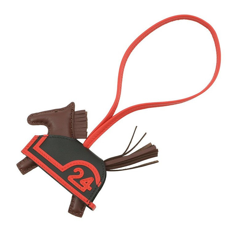 エルメス バッグチャーム ロデオ ロベオ 24 テール /カプシーヌ /ブラック ラムスキン K刻印 HERMES