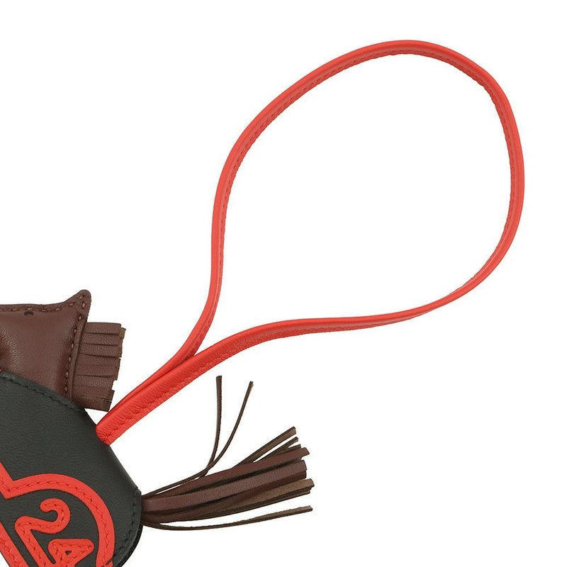 エルメス バッグチャーム ロデオ ロベオ 24 テール /カプシーヌ /ブラック ラムスキン K刻印 HERMES