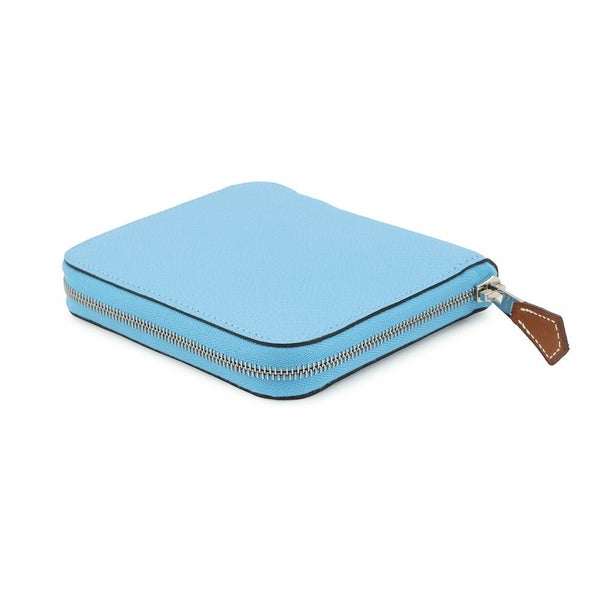 エルメス コインケース アザップコンパクト シルクイン セレスト/シルバー金具 エプソン K刻印 セレステ