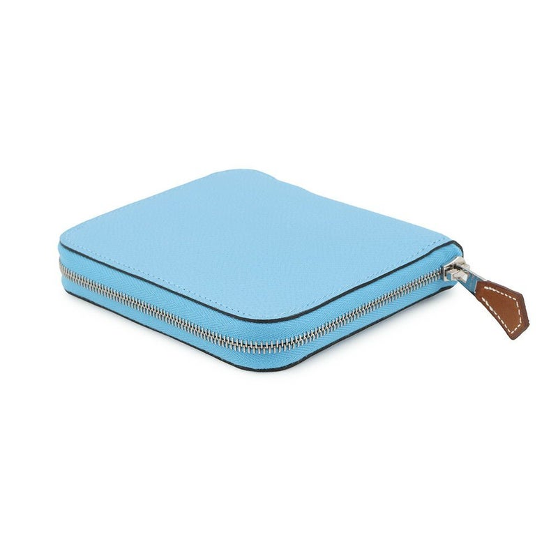 エルメス コインケース アザップコンパクト シルクイン セレスト/シルバー金具 エプソン K刻印 セレステ