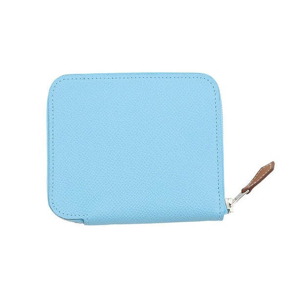 エルメス コインケース アザップコンパクト シルクイン セレスト/シルバー金具 エプソン K刻印 セレステ