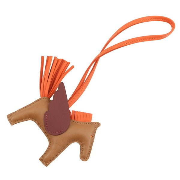 エルメス バッグチャーム ロデオPM ペガサス ゴールド/ルージュアッシュ/オレンジポピー ラムスキン K刻印 HERMES