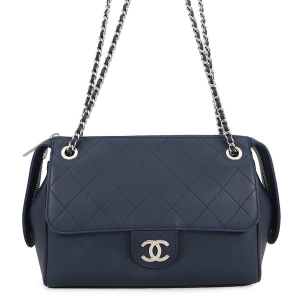 シャネル チェーンショルダーバッグ マトラッセ ココマーク ダブルチェーン ラムスキン CHANEL