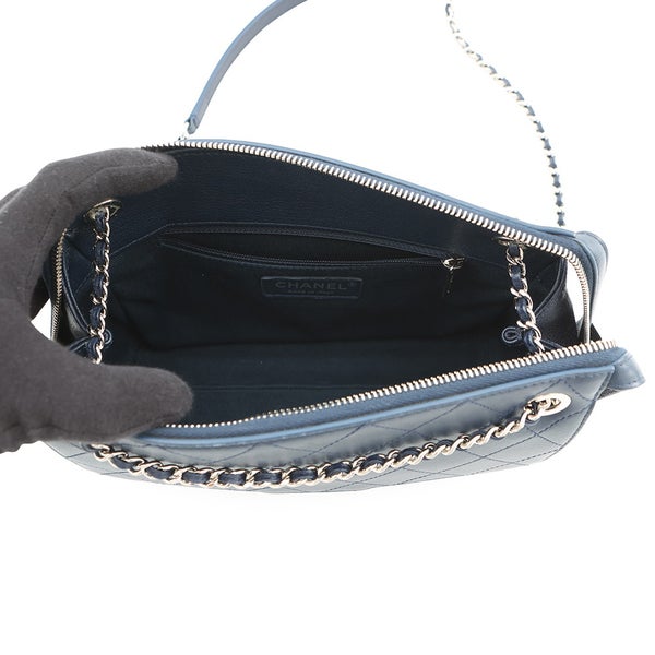 シャネル チェーンショルダーバッグ マトラッセ ココマーク ダブルチェーン ラムスキン CHANEL