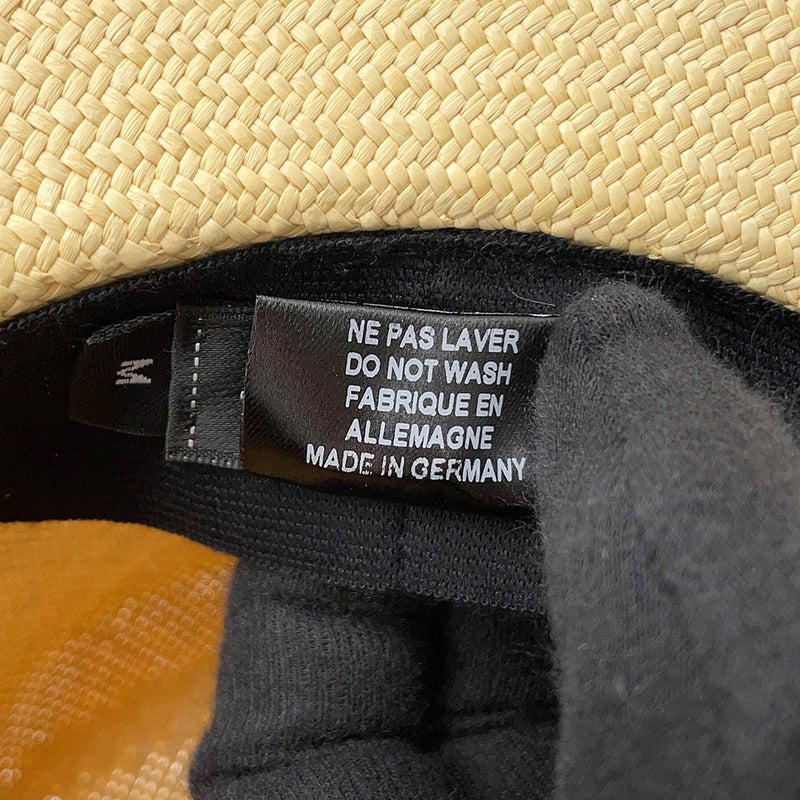 シャネル ストローハット ココマーク リボン サイズM CHANEL ハット 黒