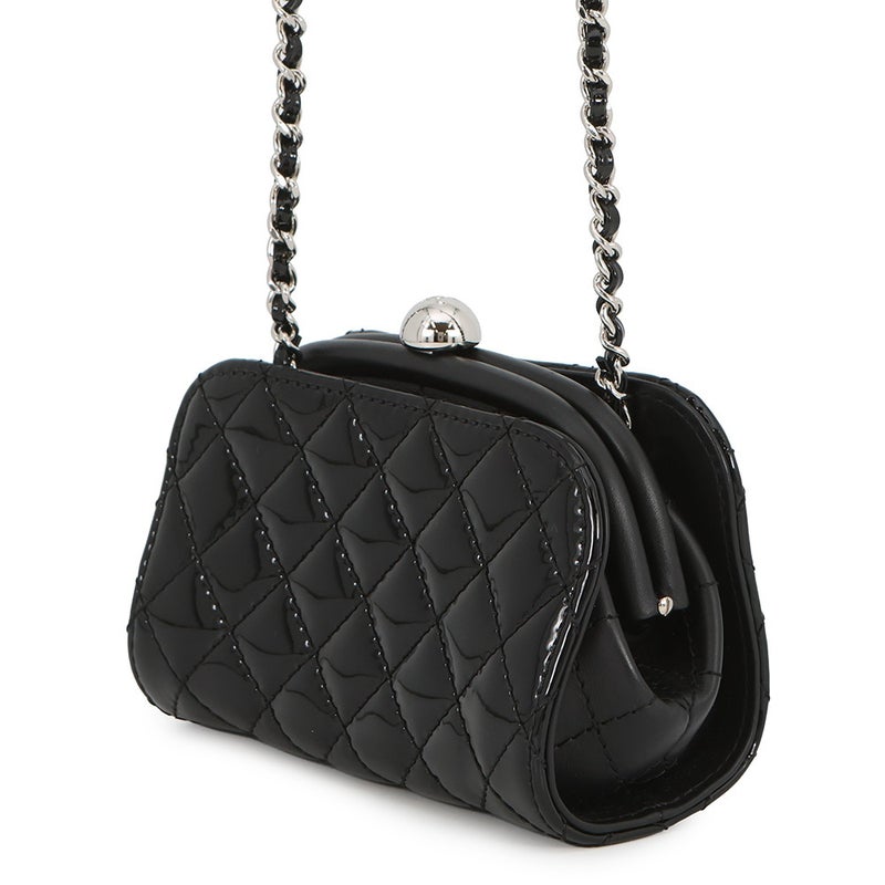 シャネル チェーンショルダーバッグ マトラッセ ココマーク パテント/レザー CHANEL チェーンポシェット 黒