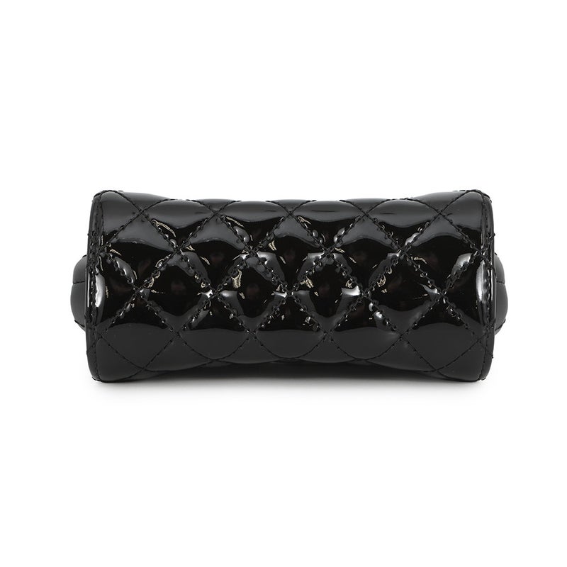 シャネル チェーンショルダーバッグ マトラッセ ココマーク パテント/レザー CHANEL チェーンポシェット 黒