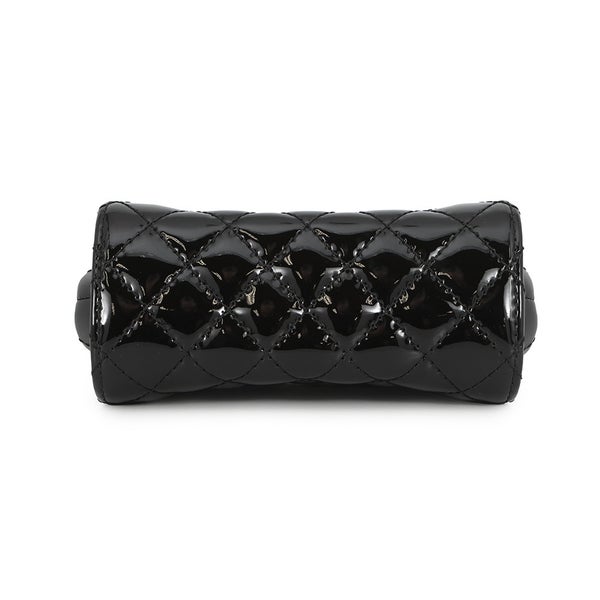 シャネル チェーンショルダーバッグ マトラッセ ココマーク パテント/レザー CHANEL チェーンポシェット 黒