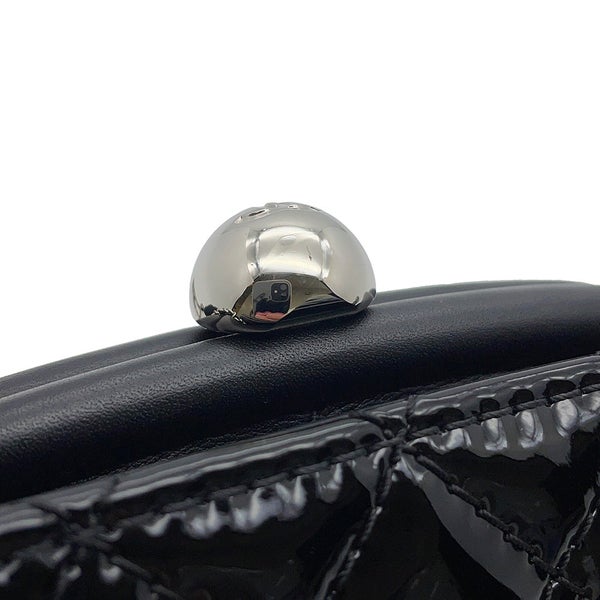 シャネル チェーンショルダーバッグ マトラッセ ココマーク パテント/レザー CHANEL チェーンポシェット 黒