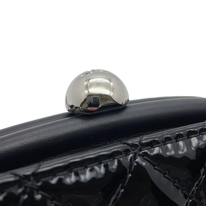 シャネル チェーンショルダーバッグ マトラッセ ココマーク パテント/レザー CHANEL チェーンポシェット 黒