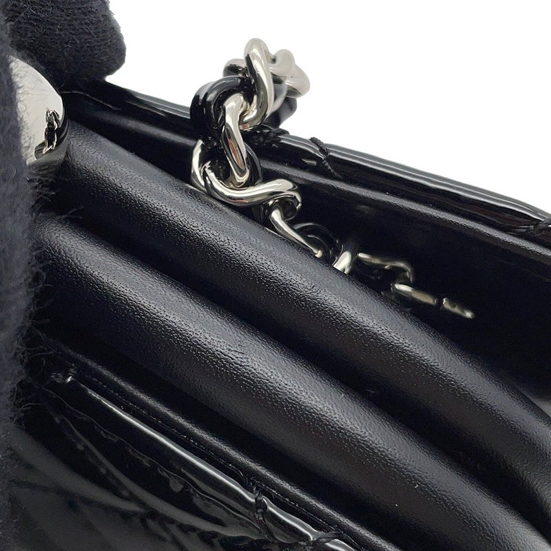 シャネル チェーンショルダーバッグ マトラッセ ココマーク パテント/レザー CHANEL チェーンポシェット 黒
