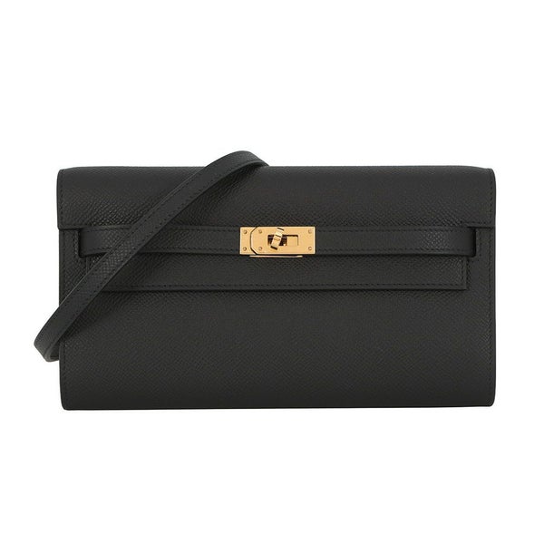 エルメス ケリーウォレット ロング トゥーゴー ブラック/ゴールド金具 エプソン K刻印 HERMES 財布 酷