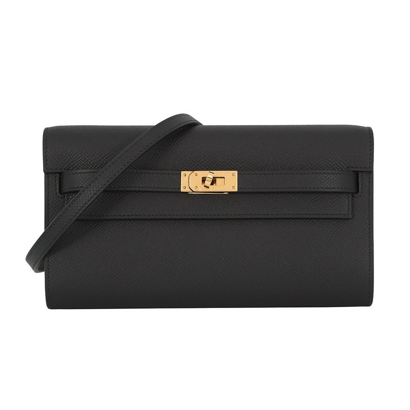 エルメス ケリーウォレット ロング トゥーゴー ブラック/ゴールド金具 エプソン K刻印 HERMES 財布 酷