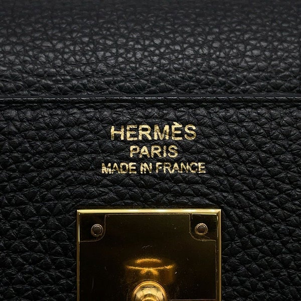 エルメス ハンドバッグ ケリー35 内縫い ブラック/ゴールド金具 トゴ □R刻印 ２wayショルダー 黒