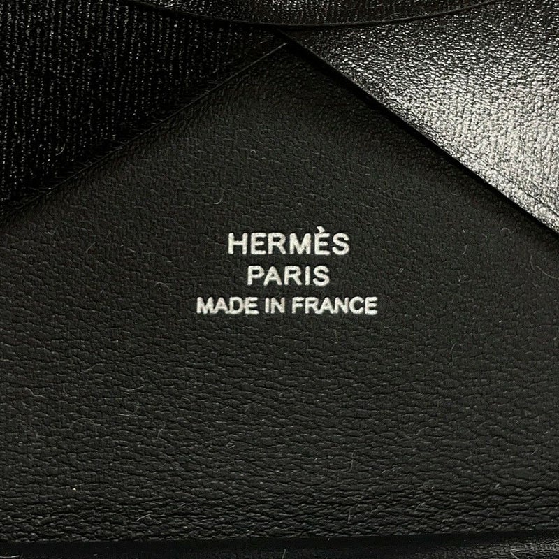 エルメス カードケース カルヴィ デュオ ブラック ボックスカーフ K刻印 HERMES 名刺入れ 小銭入れ 黒