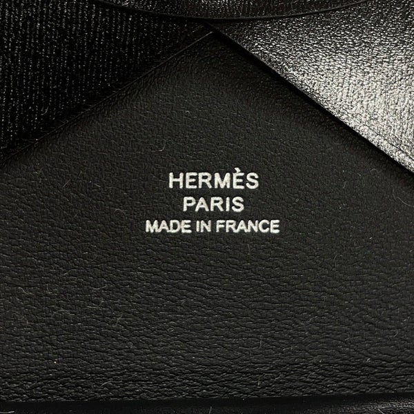 エルメス カードケース カルヴィ デュオ ブラック ボックスカーフ K刻印 HERMES 名刺入れ 小銭入れ 黒