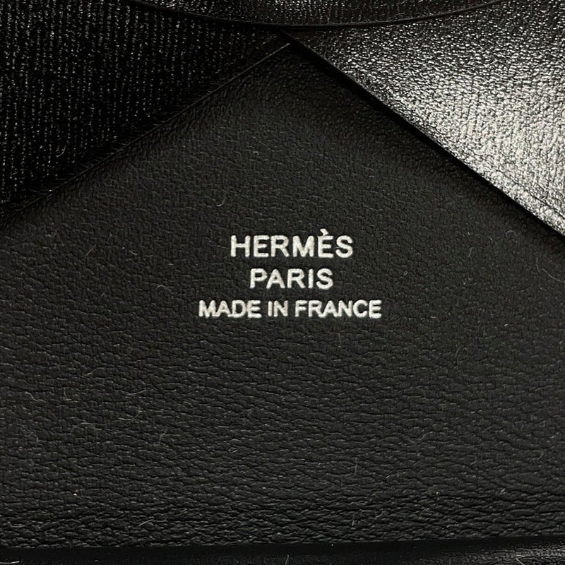 エルメス カードケース カルヴィ デュオ ブラック ボックスカーフ K刻印 HERMES 名刺入れ 小銭入れ 黒