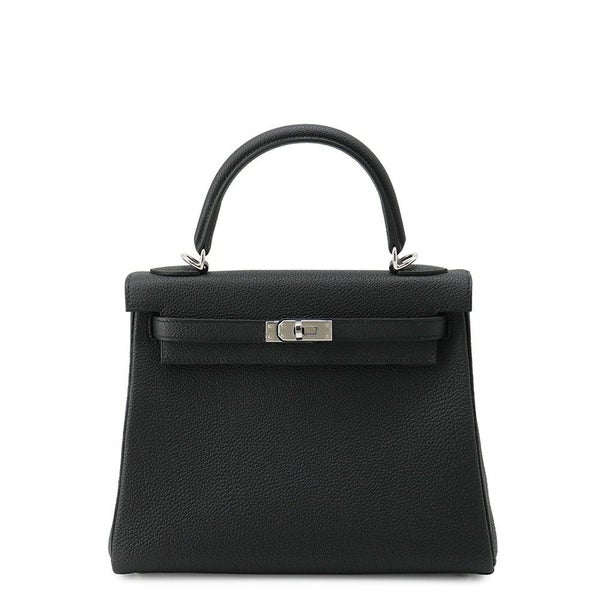 エルメス ハンドバッグ ケリー25 内縫い ブラック/シルバー金具 トゴ K刻印 ２wayショルダー 黒