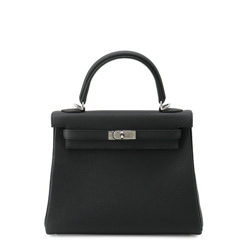 エルメス ハンドバッグ ケリー25 内縫い ブラック/シルバー金具 トゴ K刻印 ２wayショルダー 黒