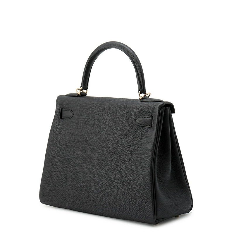 エルメス ハンドバッグ ケリー28 内縫い ブラック/シャンパンゴールド金具 トゴ K刻印 ２wayショルダー 黒