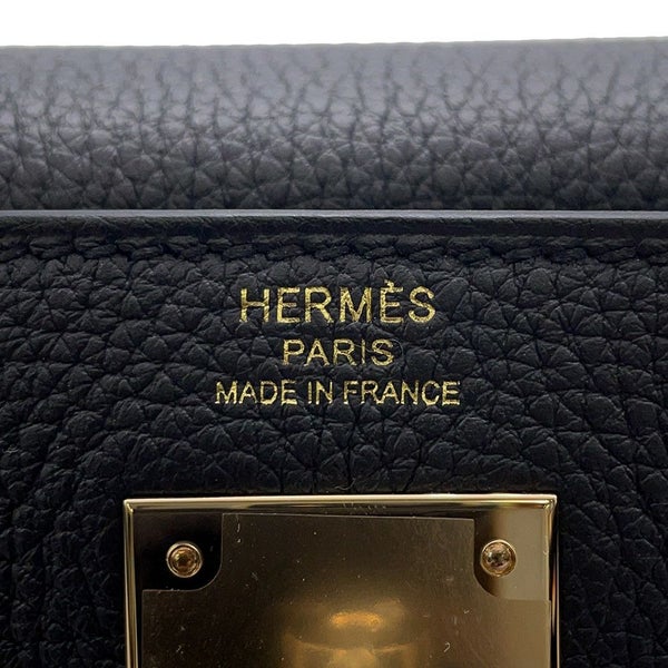 エルメス ハンドバッグ ケリー28 内縫い ブラック/シャンパンゴールド金具 トゴ K刻印 ２wayショルダー 黒