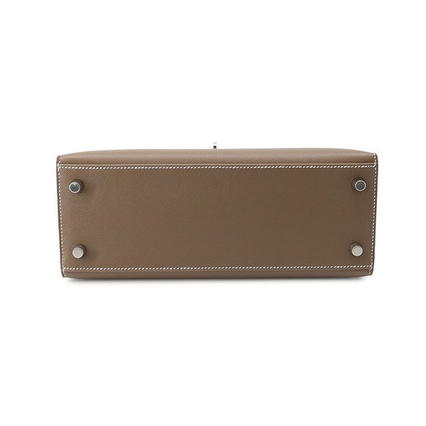 エルメス ハンドバッグ ケリー25 外縫い エトゥープ/シルバー金具 ヴォーマダム G刻印 ２wayショルダー