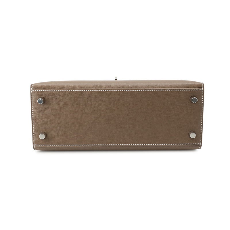 エルメス ハンドバッグ ケリー25 外縫い エトゥープ/シルバー金具 ヴォーマダム G刻印 ２wayショルダー