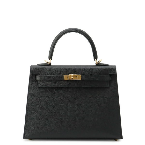 エルメス ハンドバッグ ケリー25 外縫い ブラック/ゴールド金具 エプソン G刻印 ２wayショルダー 黒