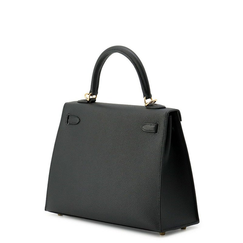 エルメス ハンドバッグ ケリー25 外縫い ブラック/ゴールド金具 エプソン G刻印 ２wayショルダー 黒