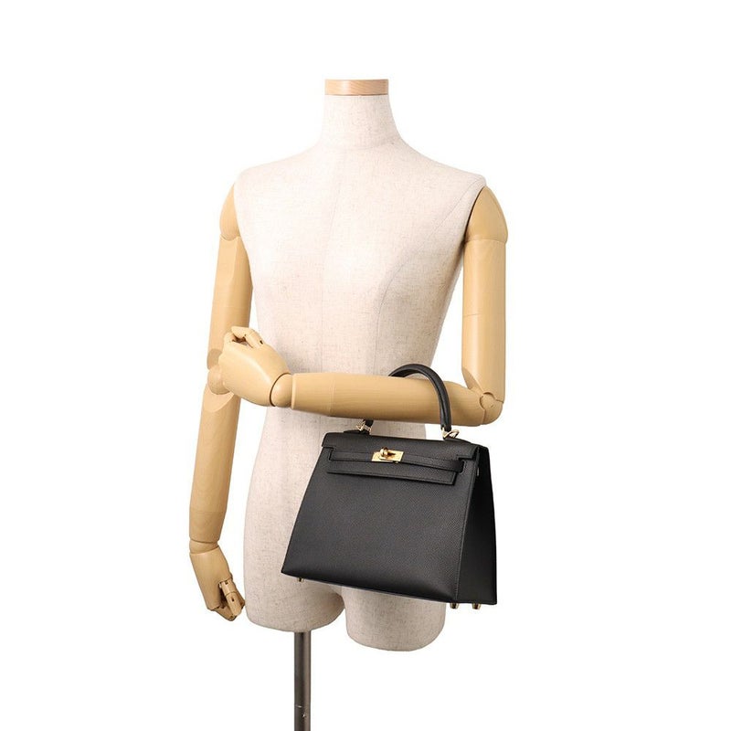 エルメス ハンドバッグ ケリー25 外縫い ブラック/ゴールド金具 エプソン G刻印 ２wayショルダー 黒