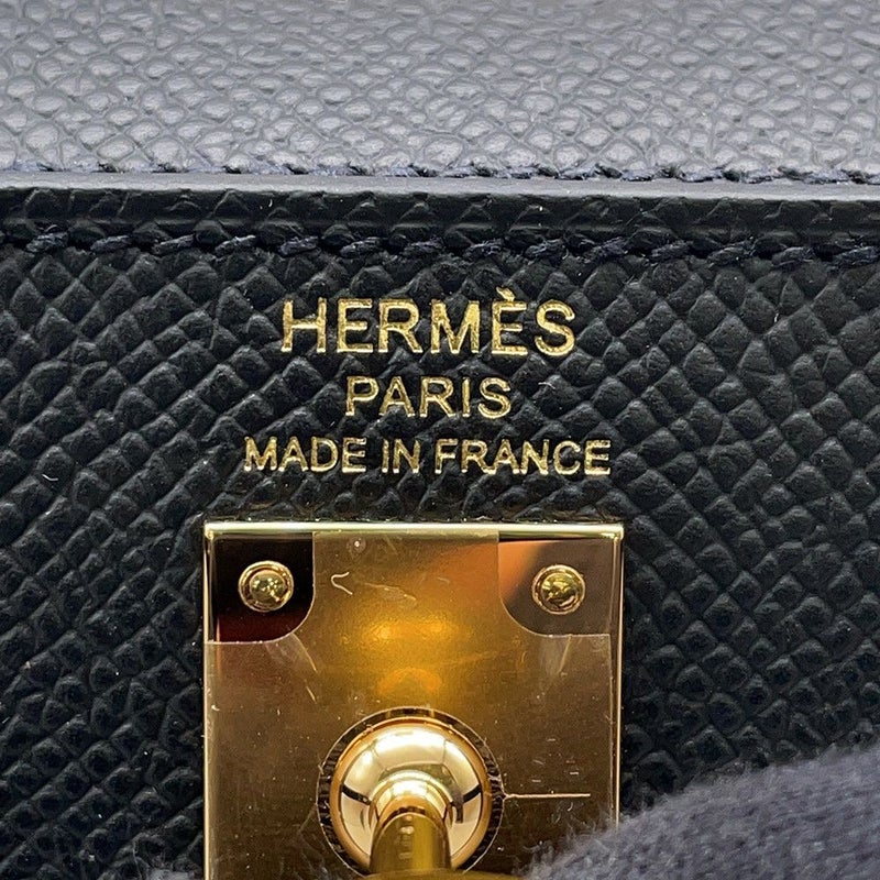 エルメス ハンドバッグ ケリー25 外縫い ブラック/ゴールド金具 エプソン G刻印 ２wayショルダー 黒